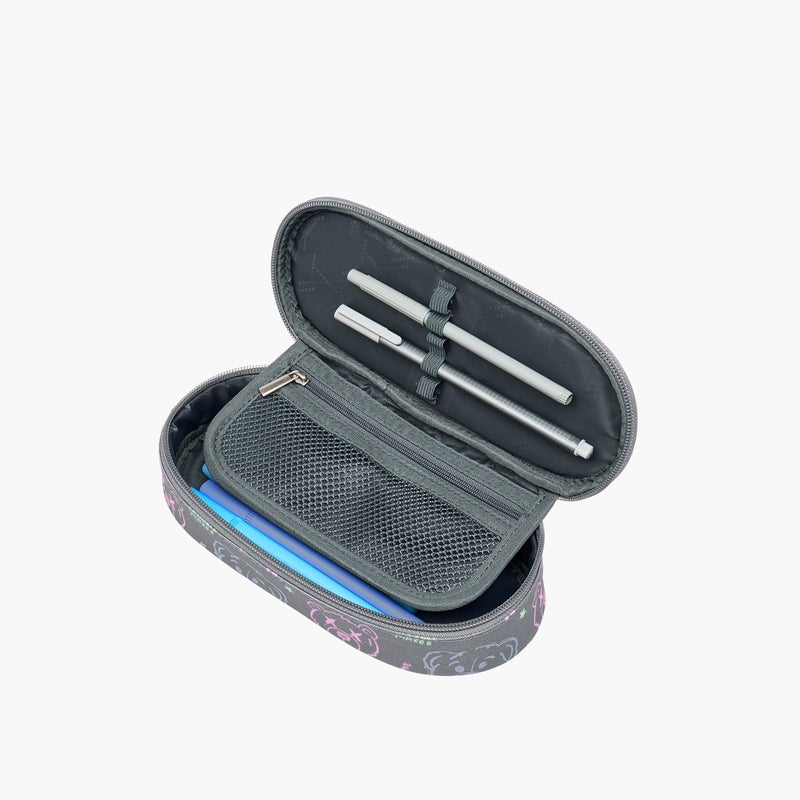 St.Right Pencil Case-Evil-Bear-Grey-1 Cmprt-Girls (Polyester) Grey \ 23X10X5 - Image 5